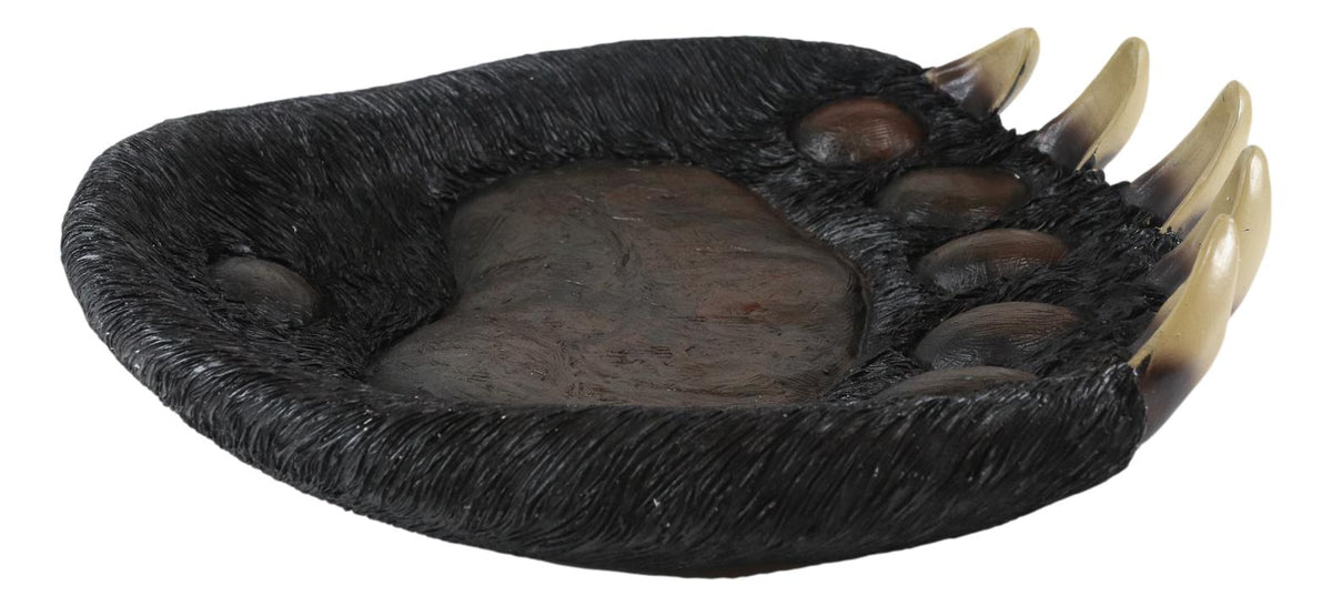 Rustic Large Black Bear Paw With Claws Fruit Platter Candy Treat Bowl Plate 12"W