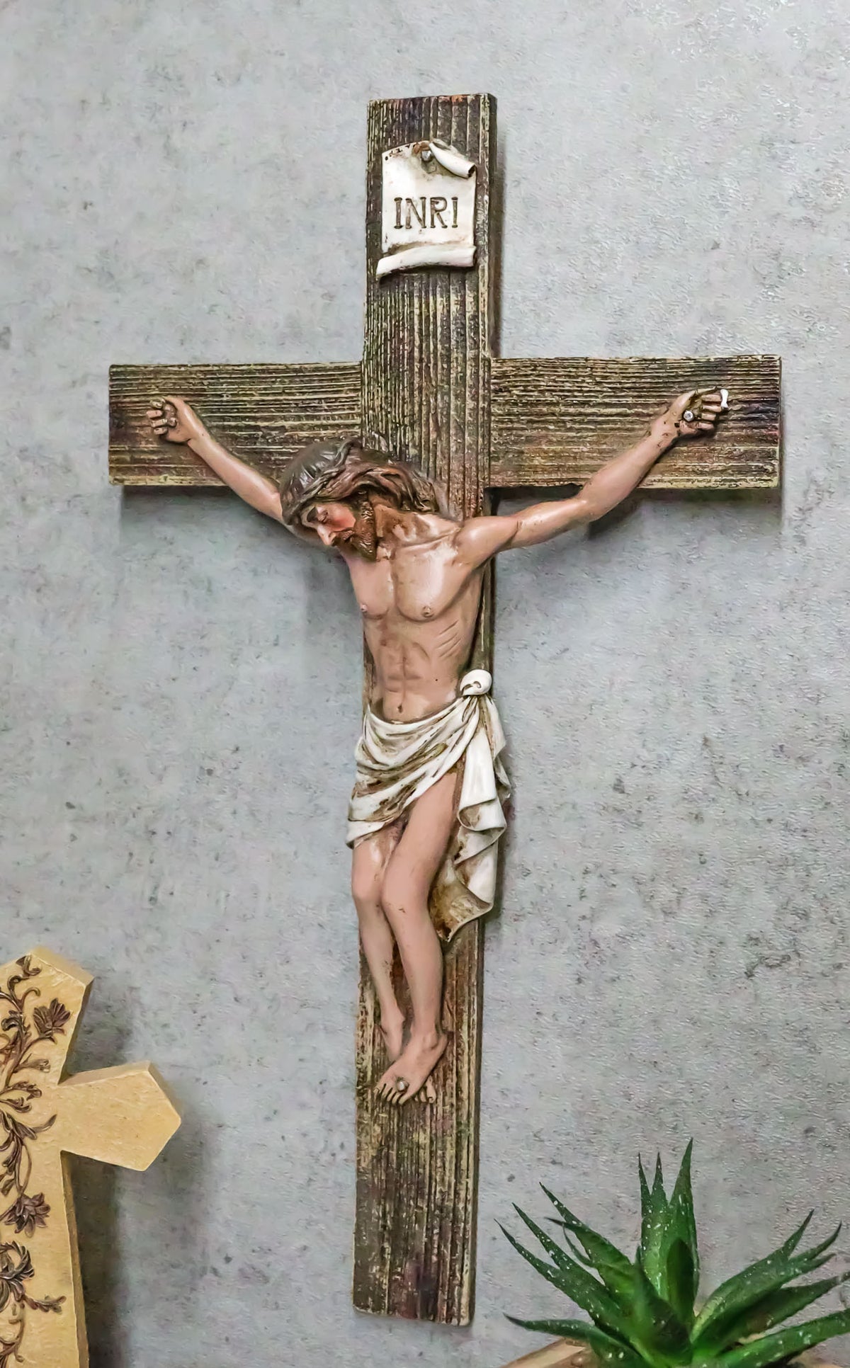 Passion of Jesus Christ Death at Calvary Crucifix Catholic INRI Wall Cross Decor - Ebros Gift