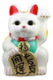 Japanese Lucky Charm White Beckoning Cat Maneki Neko Money Bank Statue 15.5"H