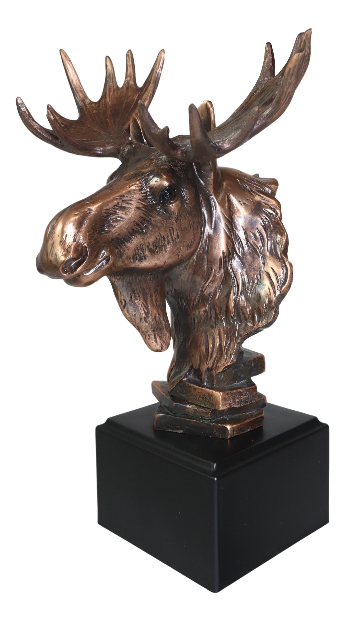 Ebros Rustic Western Bull Moose Bust Statue In Bronze Electroplated Resin Finish - Ebros Gift