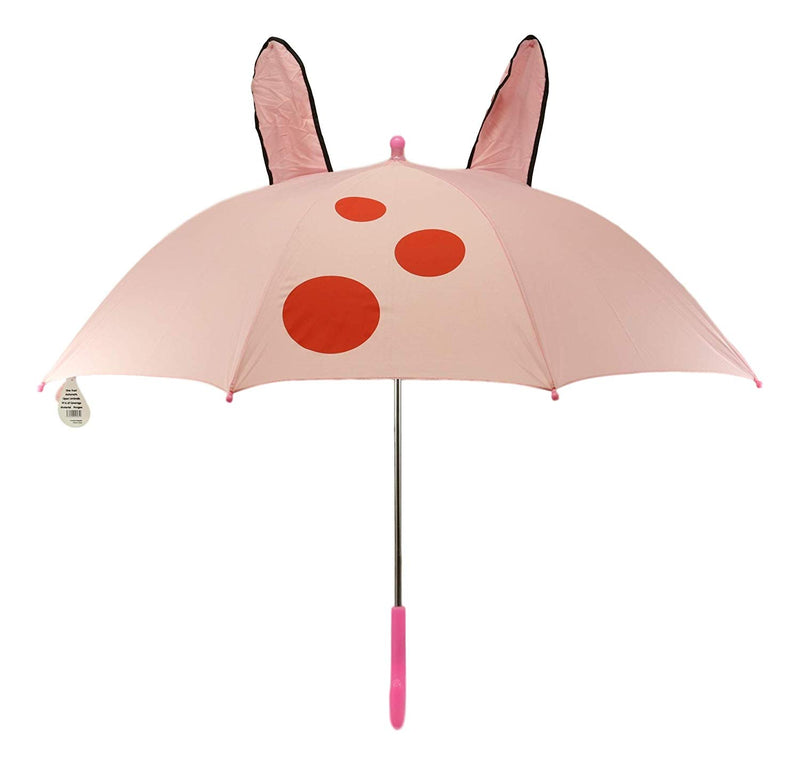 Ebros Gift Children Kids Animated Colorful Pop Up Umbrella 33" Diameter Animal Themed Umbrellas with 3D Ears Or Eyes Fun Child Friendly Playing in The Rain (Pink Rabbit)