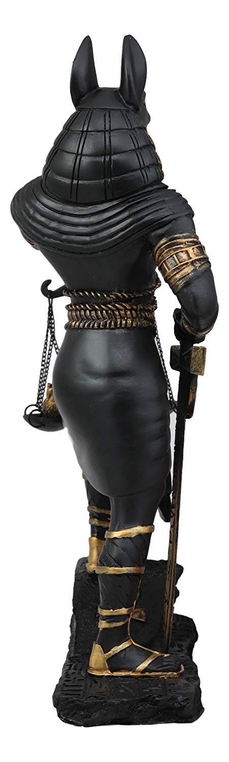 Ebros God Anubis with Scales of Justice Statue Figurine 10" Tall (Black & Gold)