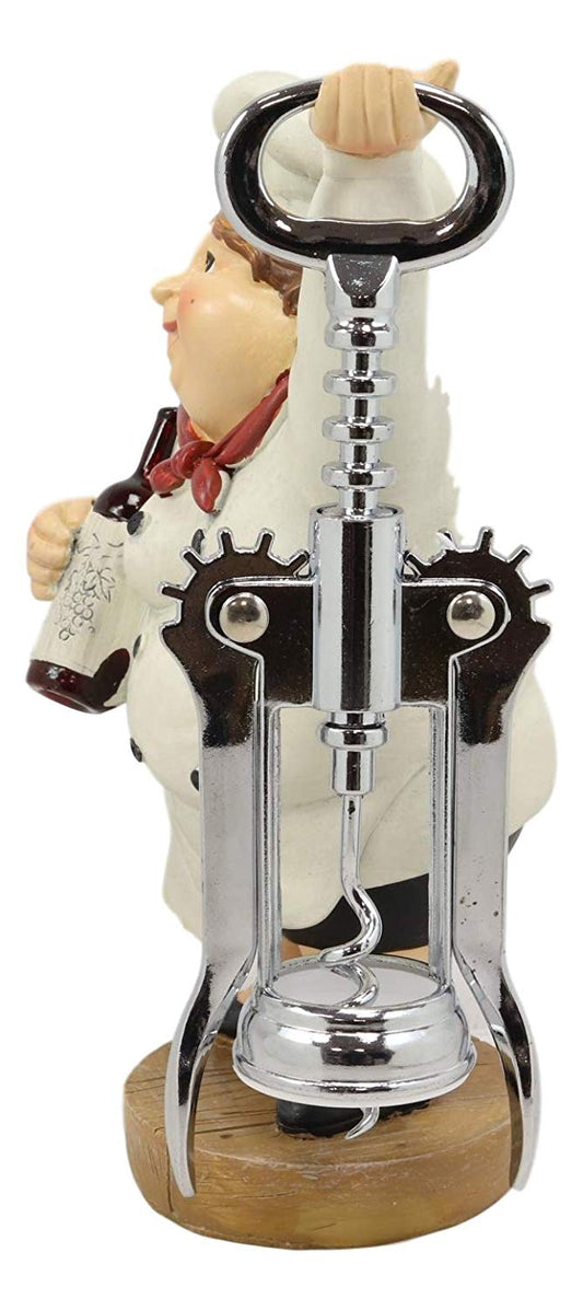 Ebros Gift Whimsical Hand Painted Novelty Corkscrew Wine Bottle Cork Opener Party Hosting Beverage Accessory Home And Kitchen Decor Organizer (Italian Female Lady Chef) - Ebros Gift