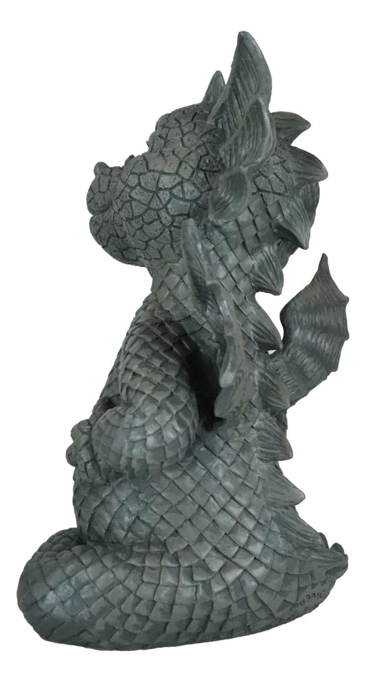 Keep Off Flip The Bird Rude Baby Dragon Sitting Statue 10"H Fairy Garden Decor - Ebros Gift