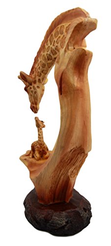 Ebros 9.5"H Wildlife Safari Giraffe Family Scene Decorative Faux Wood Figurine - Ebros Gift