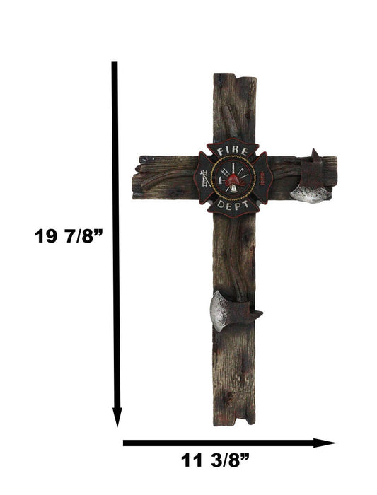 Western Fire Department Maltese Emblem Badge and 2 Fireman Axes Wall Cross