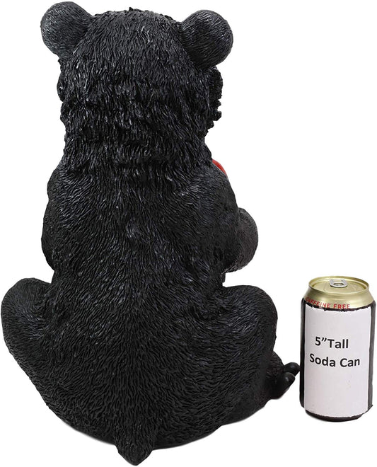 Ebros Whimsical Forest Black Bear Holding Colorful Christmas Mini Gnomes Statue 14.25" High Western Rustic Cabin Lodge Decor Bears Figurine for Mantelpiece Shelf Table Decorative Home Accent