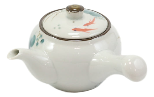 Feng Shui Yin Yang Koi Fish Pair Small Ceramic Tea Pot 12oz With Side Arm Handle - Ebros Gift