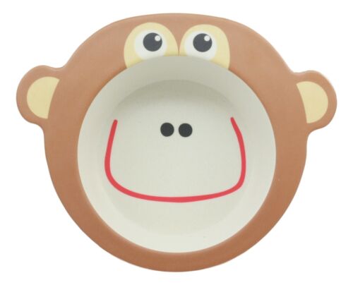 Ebros Monkey 5 Pc Organic Bamboo Dinnerware Set For Kids Children Toddler Baby