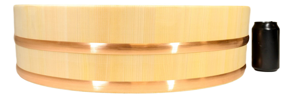Made In Japan Hangiri Sushi Oke Rice Cypress Wood Large Mixing Bowl Tub 23.5"Dia - Ebros Gift