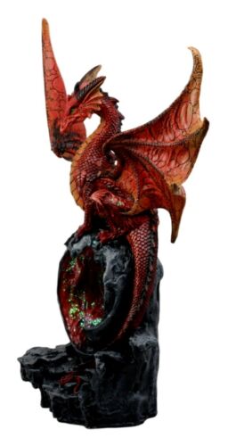 Ebros Volcanic Dragon Statue 19"H Guardian Of Fossil Cave Crystal Mine LED Night Light
