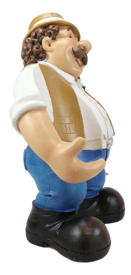 Large Favorite Pastime Fisherman with Fishing Rod and Bass Fishes Wine Holder