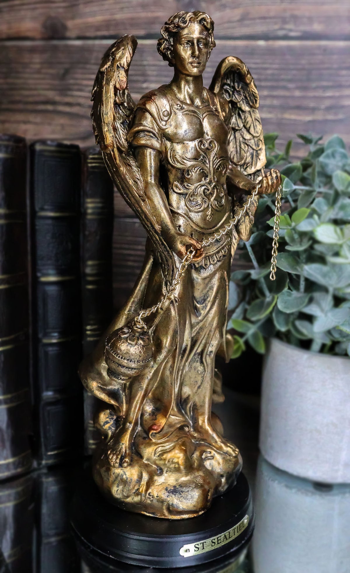 8"H Saint Sealtiel Archangel Resn Figurine Salulation And Prayer Of God Catholic