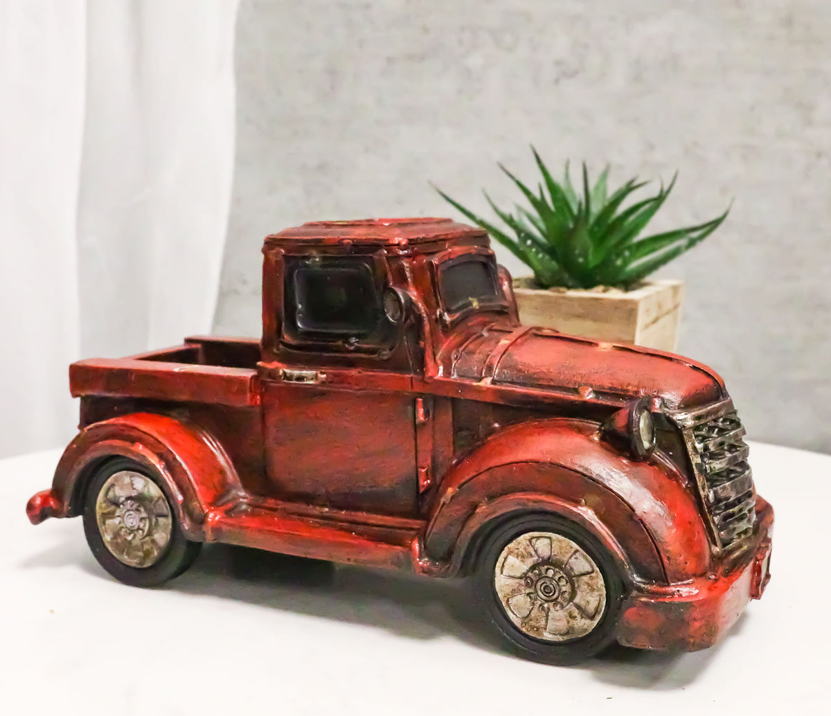 Rustic Classic Old Fashioned Country Farmhouse Red Pickup Work Truck Figurine