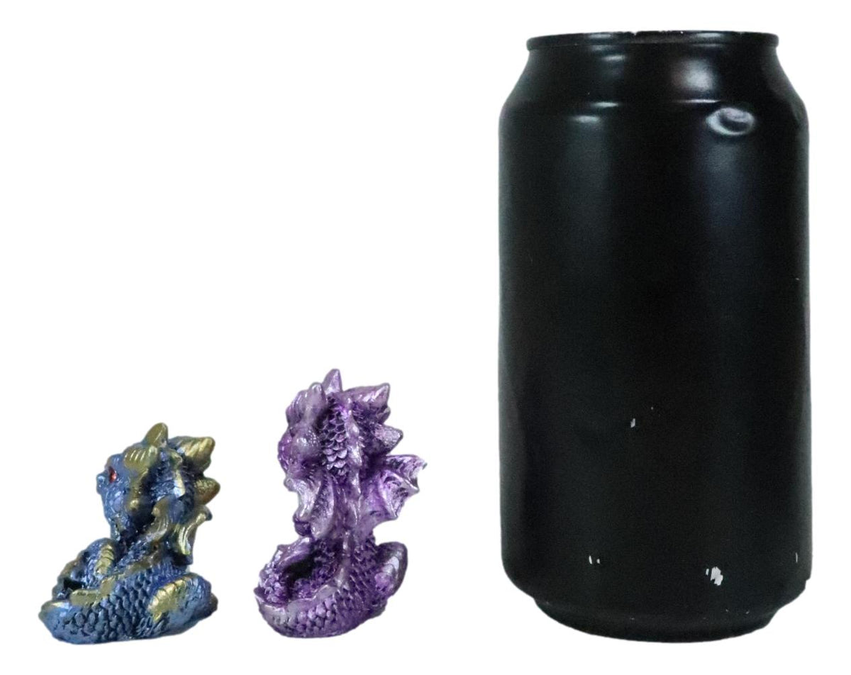 Set of 12 Metallic Red Green Purple Blue Baby Wyrmling Dragons Mini Figurines