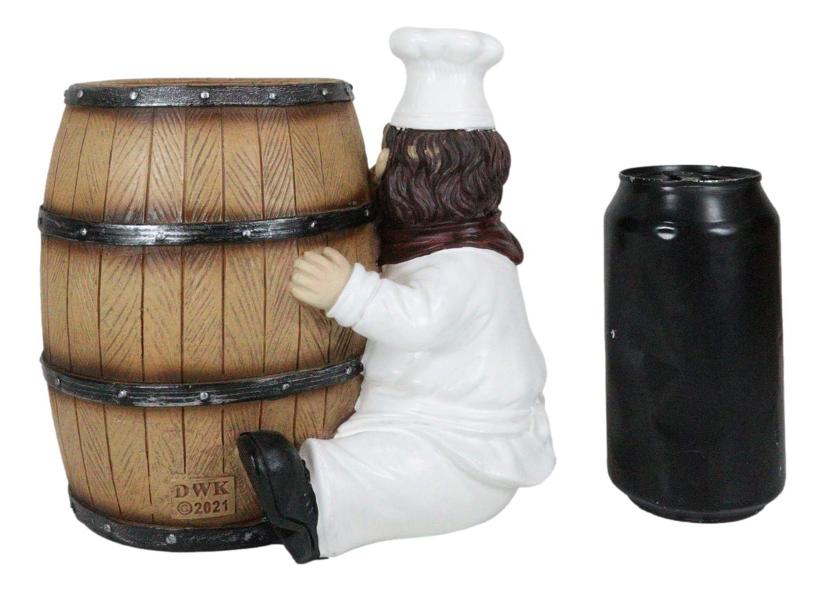 Iron Chef Jean Hugging Wooden Old Fashioned Wine Barrel Kitchen Utensil Holder