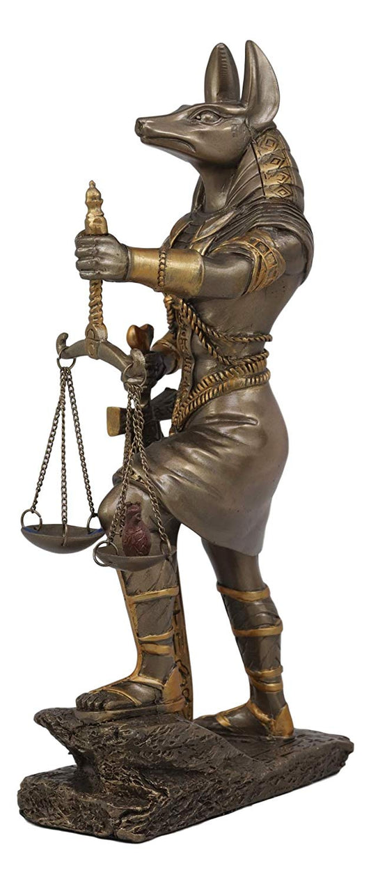 God Anubis with Scales of Justice Statue Figurine 10" Tall (Faux Bronze Resin) - Ebros Gift