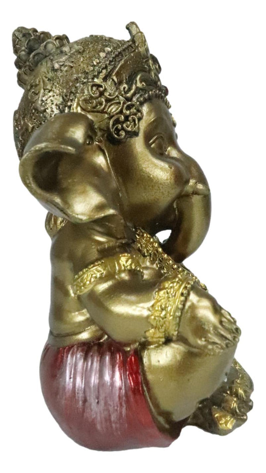 Vastu Hindu Elephant God Baby Ganesha Ganapati Sitting In Meditation Figurine