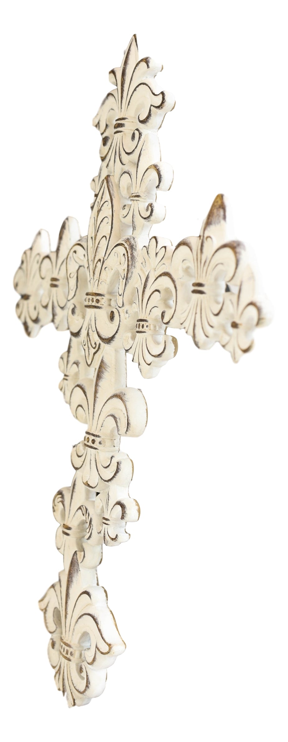 Rustic Vintage Southwestern Tuscan Fleur De Lis Filigree Scroll Art Wall Cross