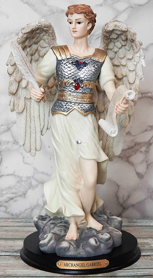 Ebros Byzantine Archangel Saint Gabriel with Brass Name Plate Wooden Base 12"H