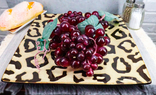 Ebros Giant Cat Cheetah Prints Large Square Dinner Plate Set of 2 10.75" Plates