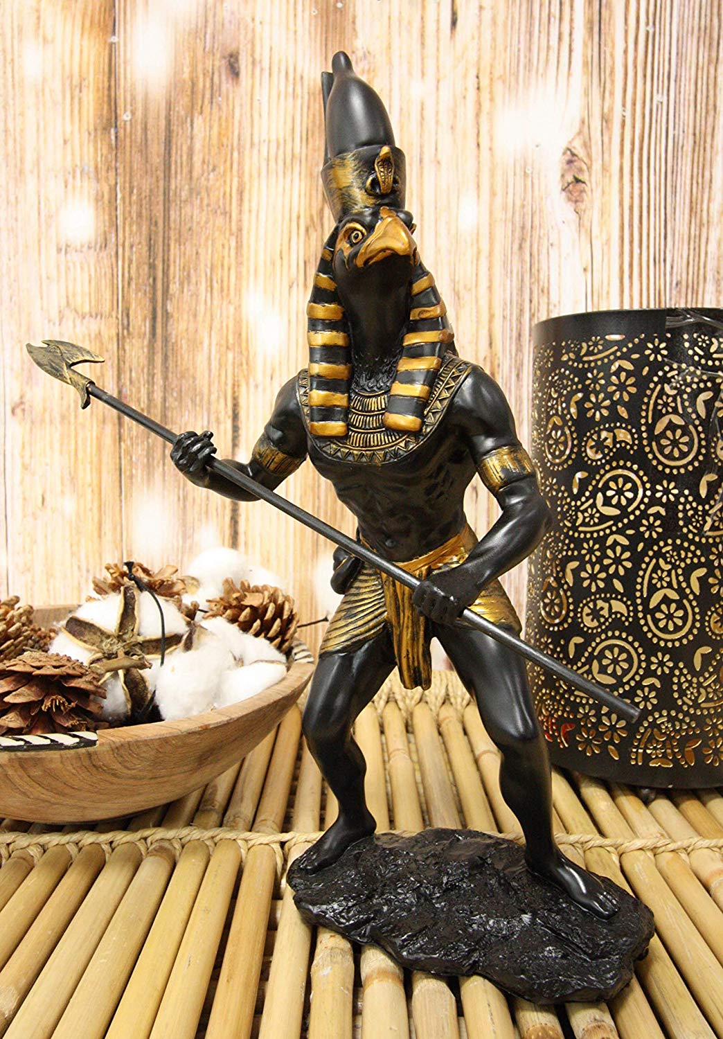 Egyptian Classical God Of The Sky And War Horus Ra With Pschent And Spear Statue