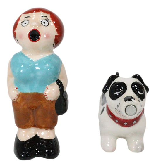 Ouch! Lady And The Tramp Dog Kissing Magnetic Ceramic Salt Pepper Shakers Set - Ebros Gift