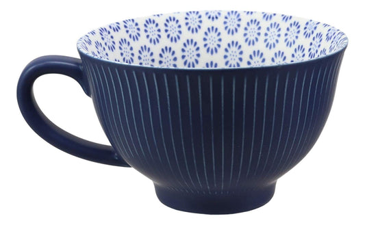 Ebros Blue Vintage Victorian Botanic Floral Design Large Porcelain 19oz 5.25" Diameter Mug Cup With Handle (Sunflower Blooms, 1)