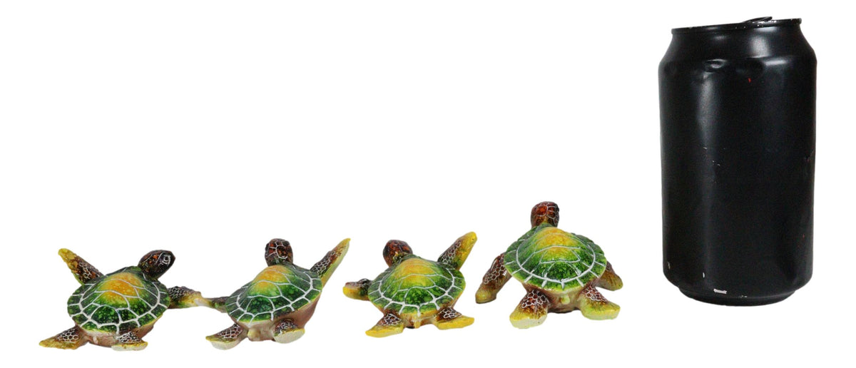 Green Coastal Ocean Marine Giant Sea Turtle Miniature Figurines Pack Of 4