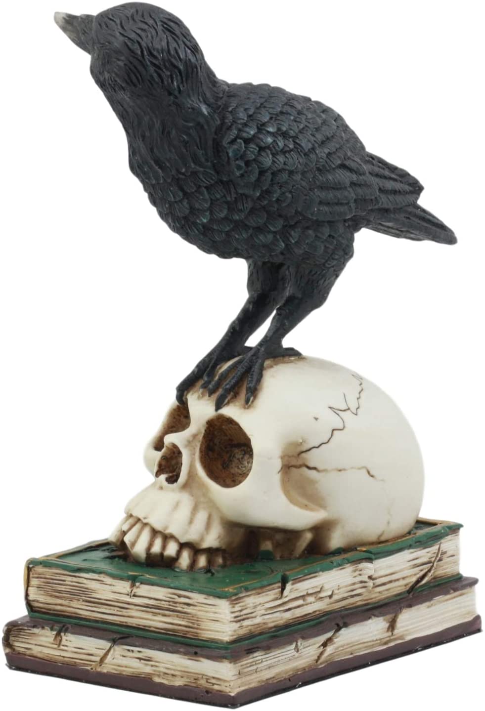 Ebros Dark Raven 7.25"Tall Raven Crow On Skull of Bibliography Figurine - Ebros Gift