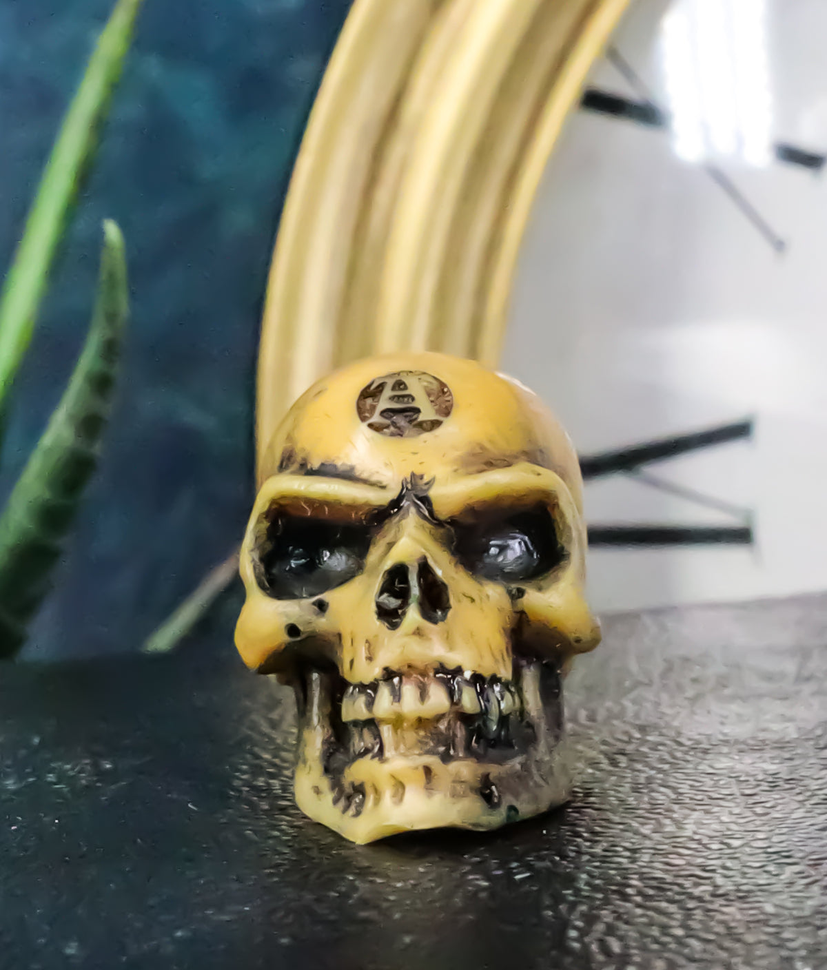 Wicca New Age Alchemy Emblem Lapillus Worry Token Skull Gothic Mini Figurine