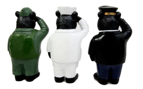 USA Sailor Pilot & Admiral Saluting Bear Figurine Uniformed Service Bears 5" H