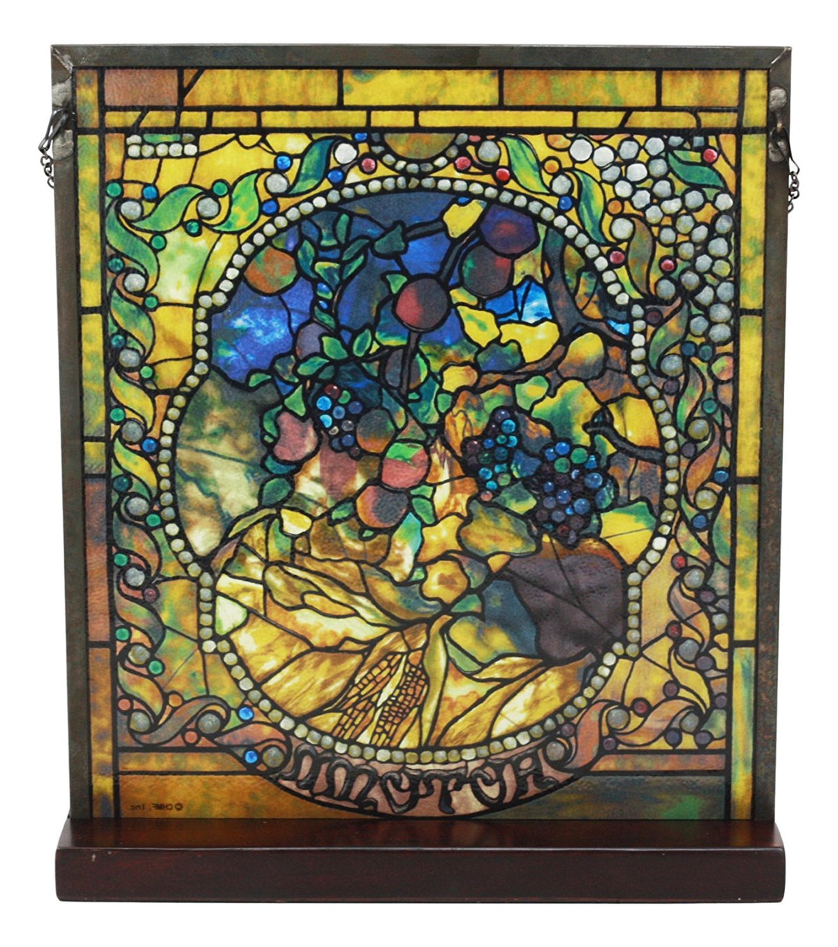 Ebros Louis Comfort Tiffany Four Seasons Collection Autumn Stained Glass Art With Base Decor