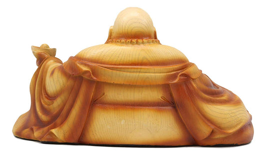Ebros Feng Shui Hotei Happy Buddha Sitting with Gold Ingot and Money Coins 9" W