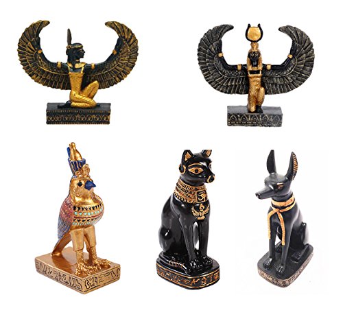 Egyptian Gods Deity Horus Bastet Anubis Matt & Isis Dollhouse Miniature Figurine