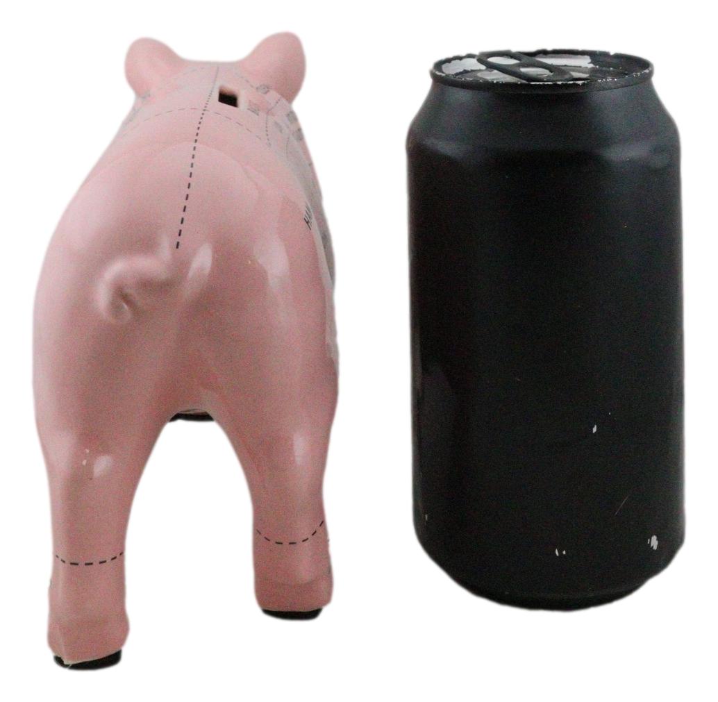 Small Ceramic Country Farmhouse Pig Swine Pork Butcher Chart Piggy Coin Bank Jar