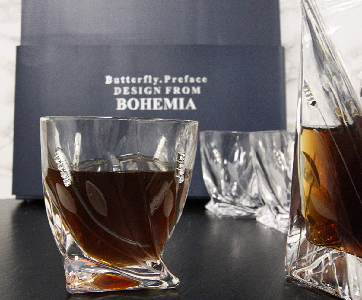 7 Piece Whiskey Scotch Brandy Set Elegant Clear Glass Decanter And DOF Glasses - Ebros Gift