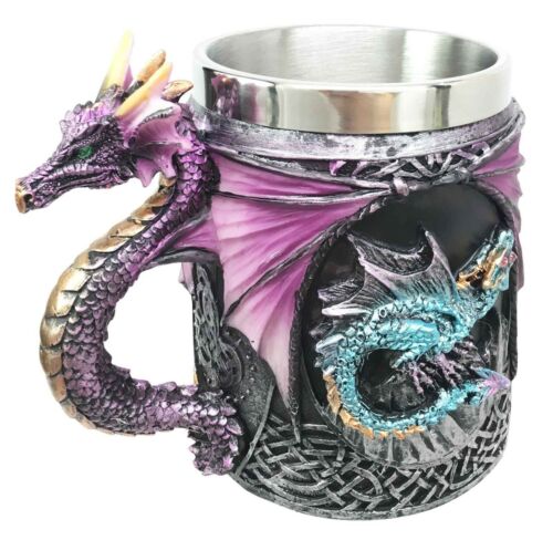 Ebros Conception Blue Fire Purple Dragon Beer Stein Tankard Coffee Cup Mug 12oz - Ebros Gift