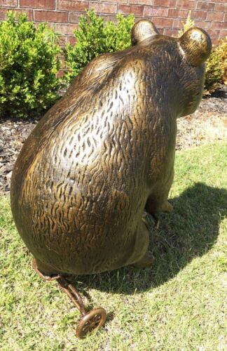 Whimsical Circus Grizzly Bear Riding Little Trike Bicycle Garden Metal Statue