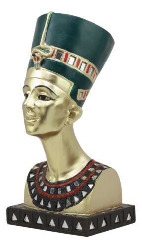 Ebros Golden Ancient Egyptian Queen Nefertiti Bust Statue 9.75" Tall Wife of Pharaoh Akhenaten - Ebros Gift