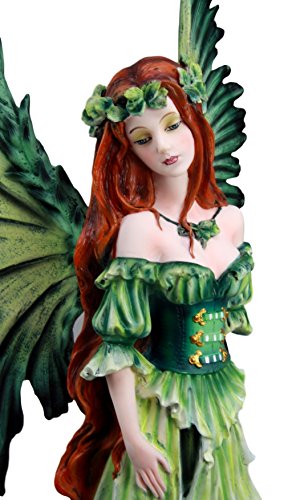 Ebros Amy Brown Large Lady of The Forest Green Tribal Fairy Collector Figurine 19.5" H Fantasy Art of Fairies Pixies Nymphs Gaia Earth Elemental FAE Magic Decor Statue - Ebros Gift