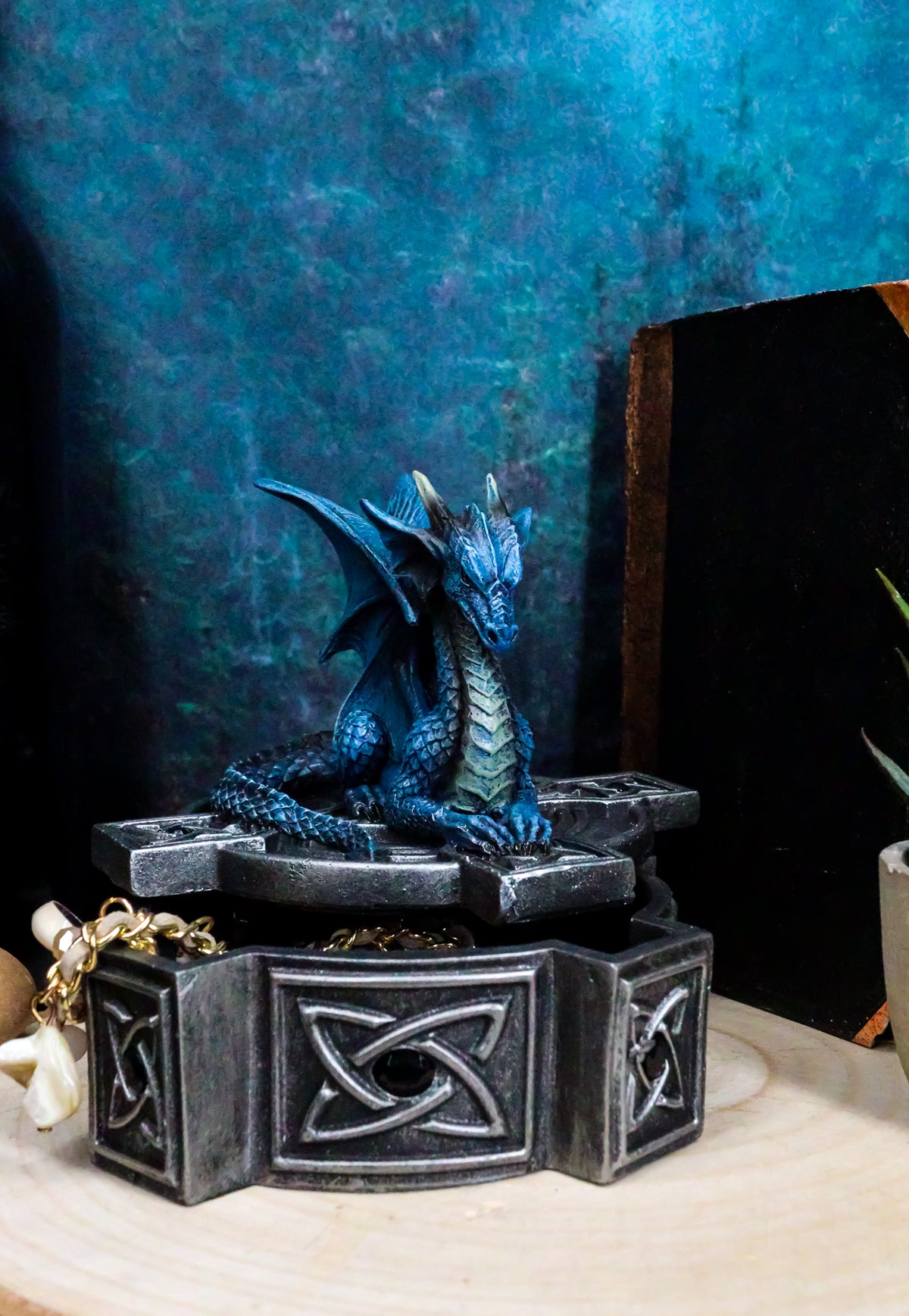 Ebros Celtic Cross Bifrost Altar Drake Dragon Jewelry Box Sculpture Trinket Box - Ebros Gift
