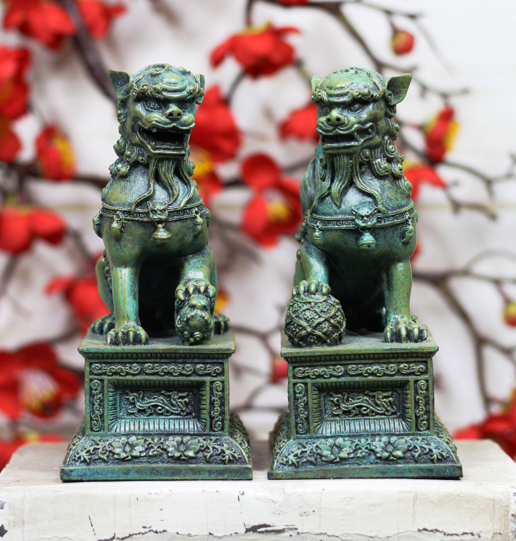 New Chinese Forbidden Palace Guardian Pair Fu Foo Dogs Lions Figurine  Bookends Set EB-4934GIF Unique Home Decor Birthdays InnaBest-