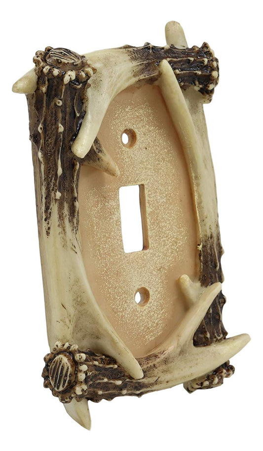 Ebros Set of 6 Rustic Stag Deer Antlers Wall Cover Plate Single Toggle Switch