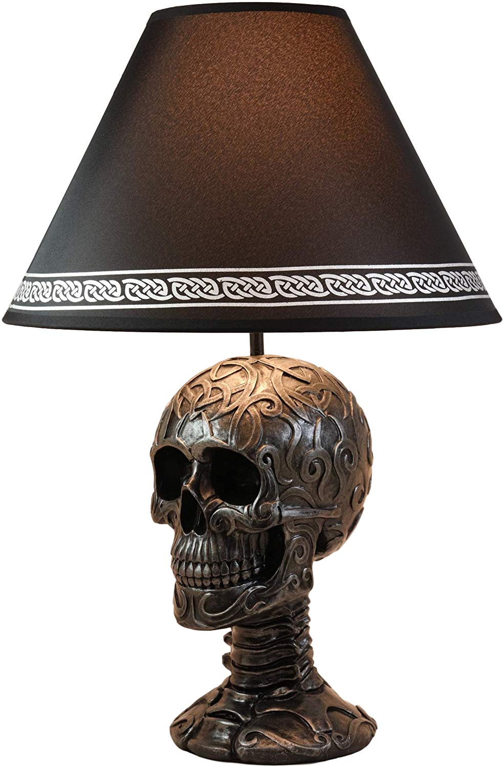 Celtic Tattoo Knotwork Holy Grail Skull Light Of Wisdom Sculptural Table Lamp