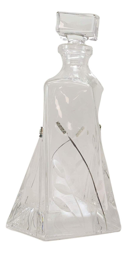 7 Piece Whiskey Scotch Brandy Set Elegant Clear Glass Decanter And DOF Glasses - Ebros Gift