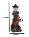 Ebros Western Rearing Horse with Welcome Sign Statue w/ Solar LED Lantern Light