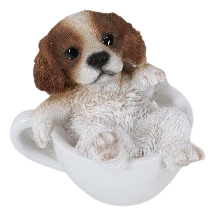 Ebros Mini Adorable Cavalier King Charles Spaniel Dog Teacup Statue Pet Pal 2.5"H