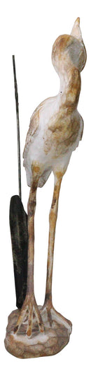 Nautical Marine Majestic Heron by Reed Distressed Faux Wood Finish Sculpture 19"