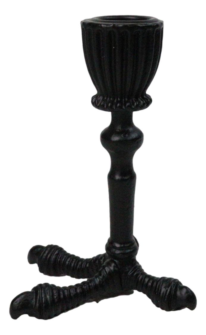 Ebros Mystic Raven Claw Taper Candle Holder Gothic Black Resin Candlestick